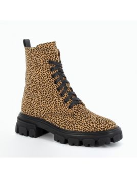 Bottines rangers camel imprimé guépard