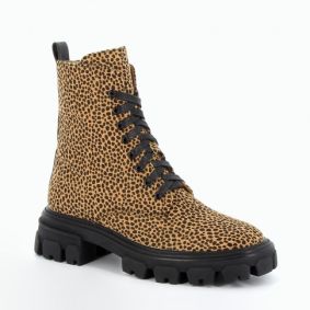 Bottines rangers camel imprimé guépard