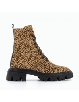 Bottines rangers camel imprimé guépard