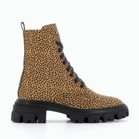 Bottines rangers camel imprimé guépard