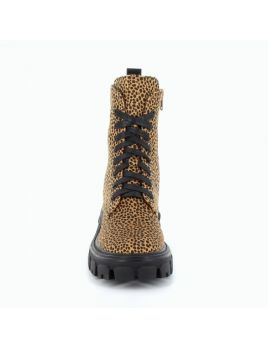 Bottines rangers camel imprimé guépard