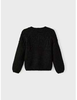 Pull en maille noir fille