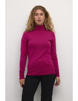 Pull col roulé fushia