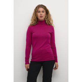 Pull col roulé fushia