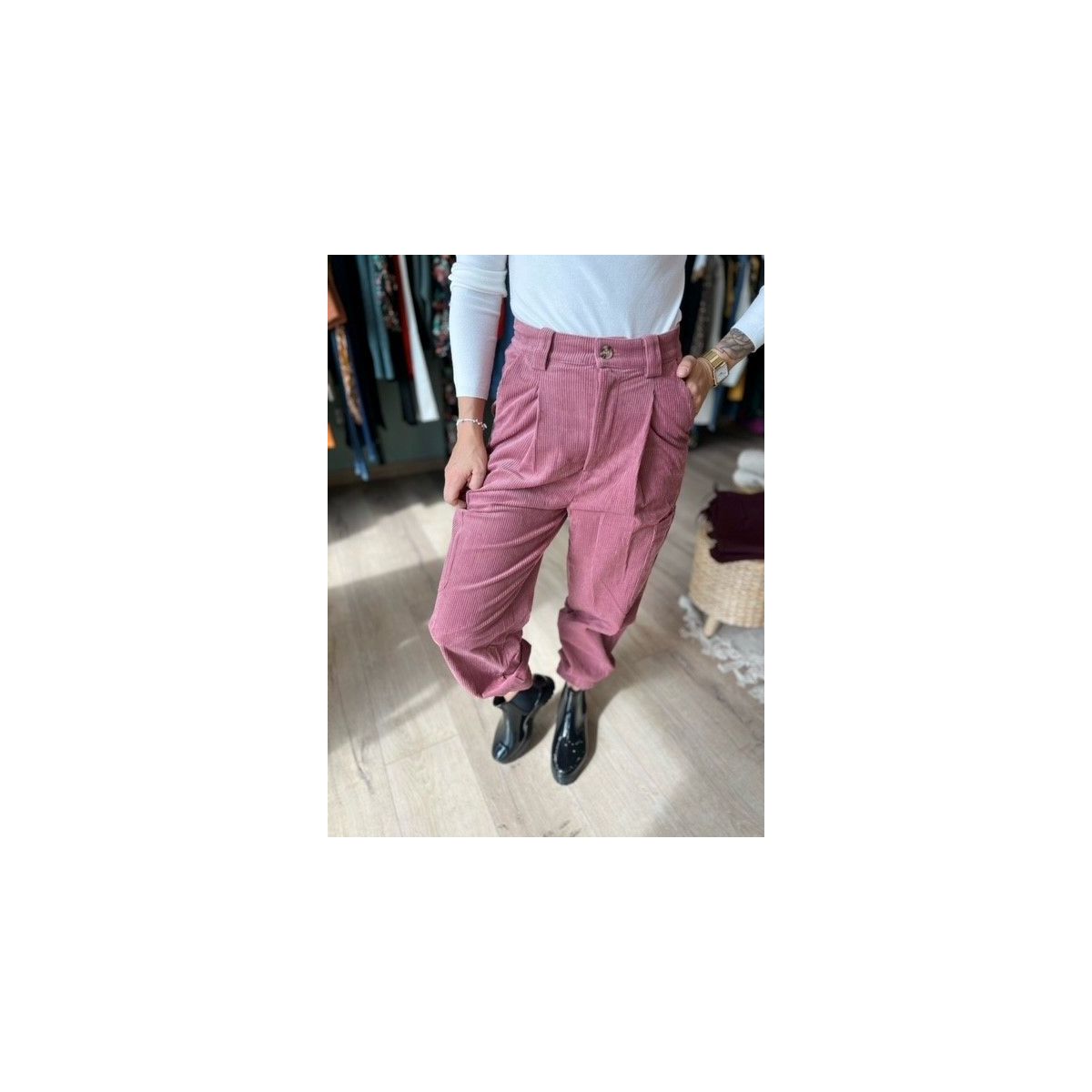 Pantalon cargo en velours