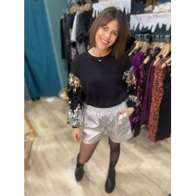 Short en simili cuir argenté