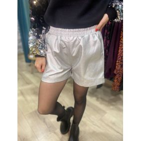 Short en simili cuir argenté