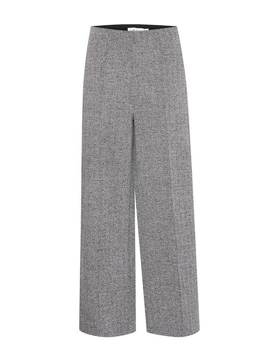 Pantalon imprimé chevron noir et gris