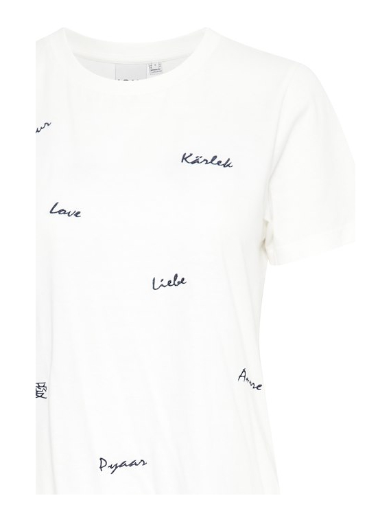 Tee-shirt blanc avec inscription brodée