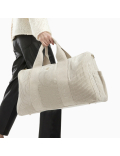 Sac de week-end beige clair en velours