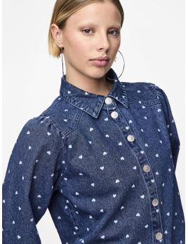 Chemise en jeans imprimée coeur