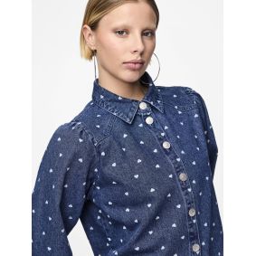 Chemise en jeans imprimée coeur