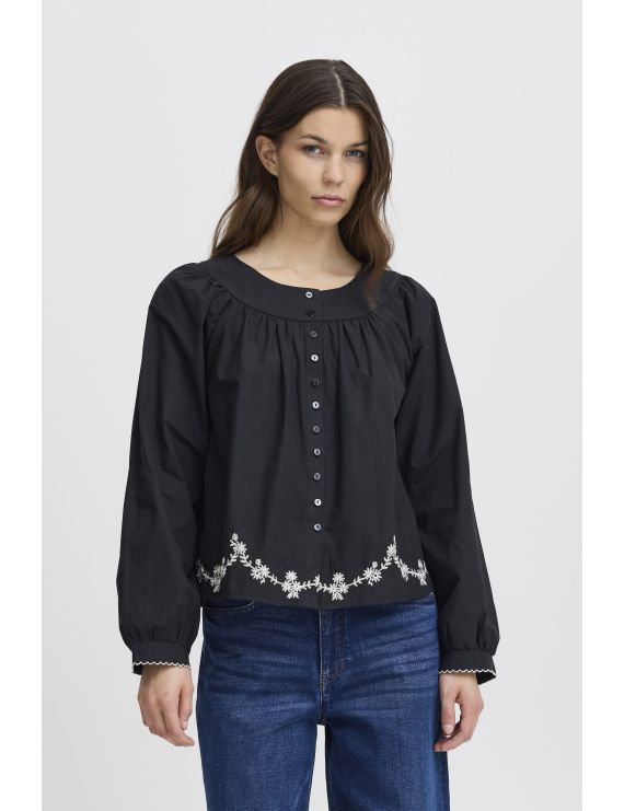 Chemise col rond avec broderies