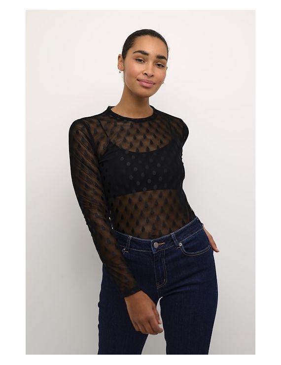 Top en tulle avec imprimé pois