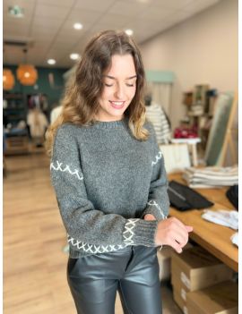 Pull en maille gris