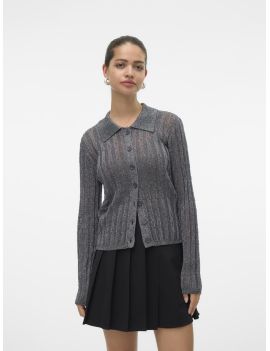 Cardigan en maille avec fibres metalliques