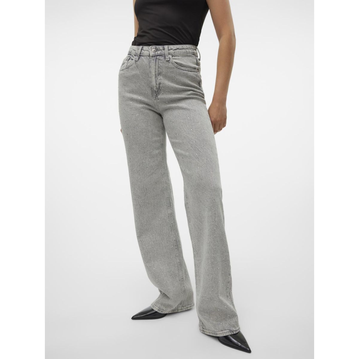 Jeans gris coupe wide legs