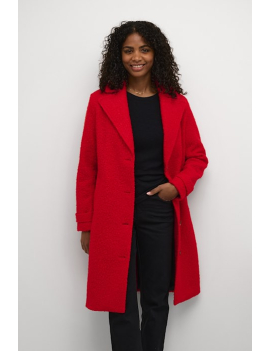 Long manteau rouge à bouclette