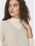 Pull en maille beige sans manches