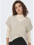 Pull en maille beige sans manches