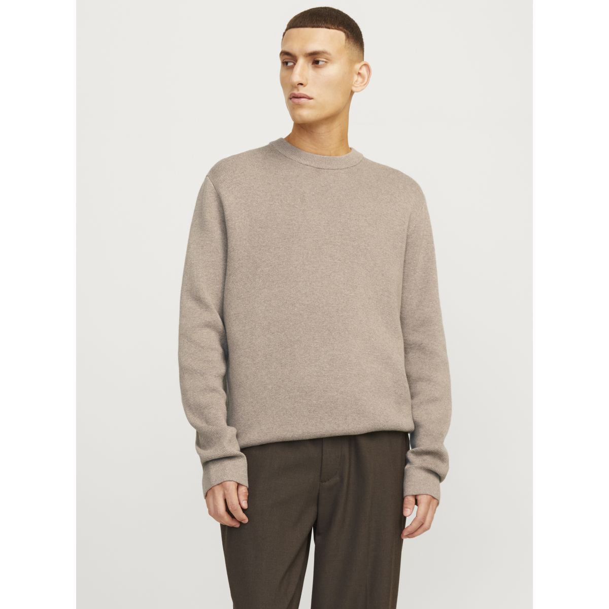 Pull en maille beige homme