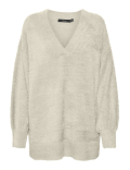 Pull beige en maille col v