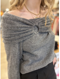 Pull en maille gris