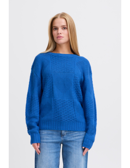 pull en maille ajourée bleu...