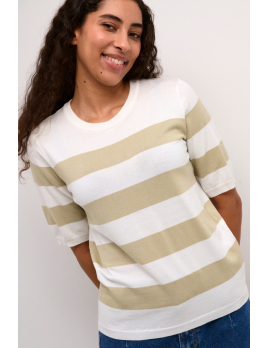 Tee shirt rayé beige