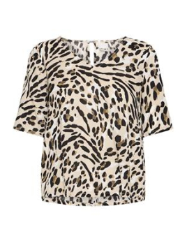 Top leopard col en V