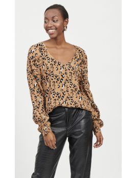 Blouse col V imprimé léopard