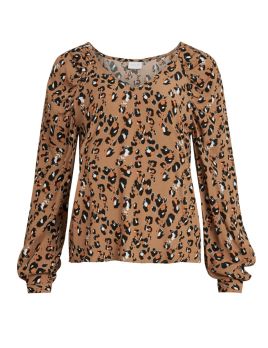 Blouse col V imprimé léopard