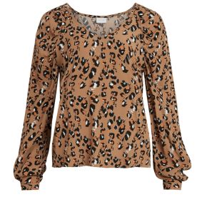 Blouse col V imprimé léopard